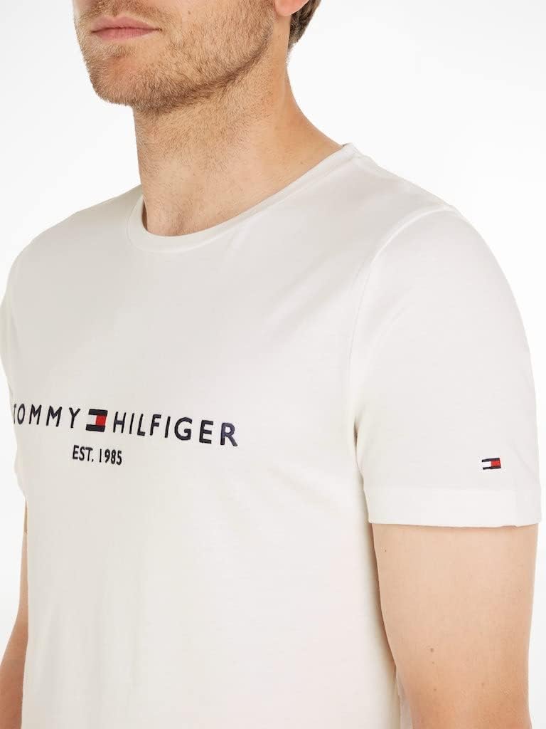 T-Shirt Manches Courtes Homme Core Tommy Logo Col Ras-du-Cou S White (Snow White)