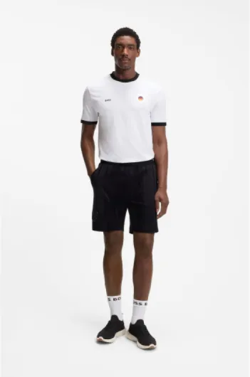 T-Shirt en Coton Stretch avec Drapeau du Pays Et Logo L Nature 102