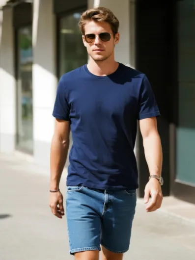 UEEKO Lot De 3 Ou 5 T Shirts à Col Rond en Coton Coupe Basique Tailles 3XL 4XL S M L XXL Couleur Unie pour Homme Travail RéGulier éTé Manches Courtes Col Rond L Bleu Foncé/Blanc/Gris