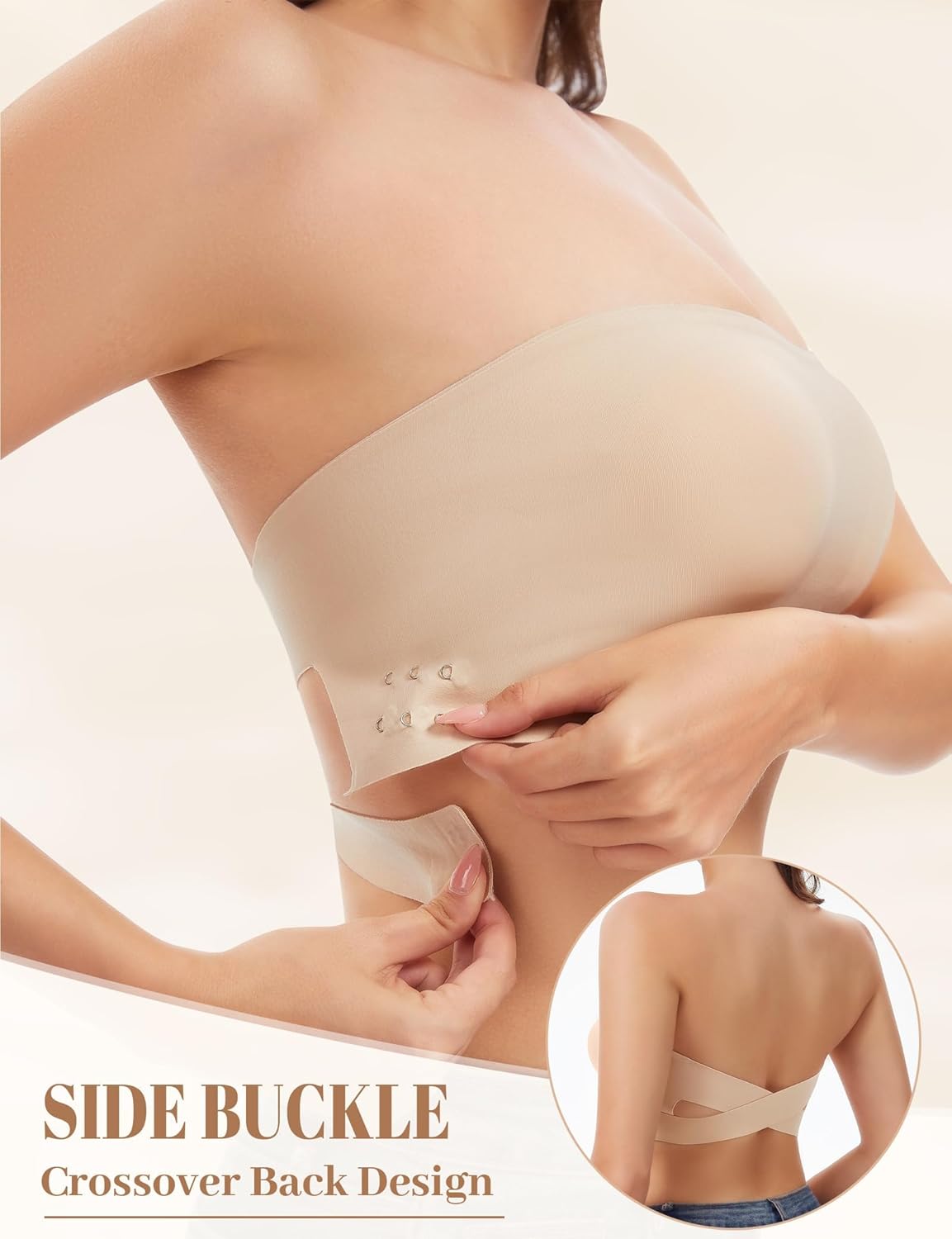 Soutien Gorge Bandeau sans Bretelles, Soutien Gorge Bandeau sans Bretelles Brassière sans Couture Tube Top avec Coussinet Amovible