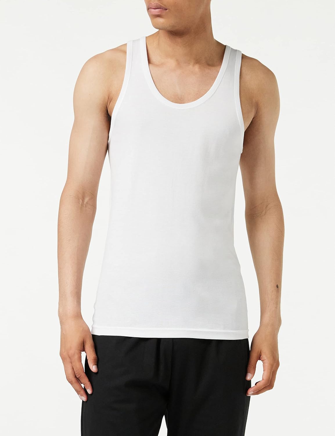 Lot de 4 Débardeurs pour Homme - Côte Fine 100% Coton Peigné - sans Couture Côté - Label Oeko-TEX® Standard 100 3XL Blanc