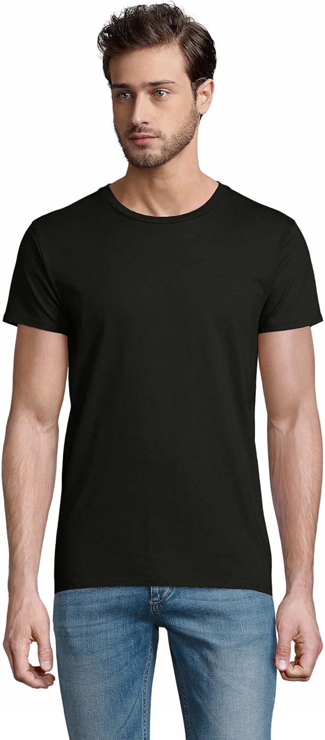 Lot de 5 t-Shirts Bio Homme à Manches Courtes - Tee Shirt Vêtement 100% Coton Issu de l’Agriculture Biologique - Pack de 5 Tshirts Couleurs Disponibles Blanc, Noir - Tee-Shirt de qualité M Noir
