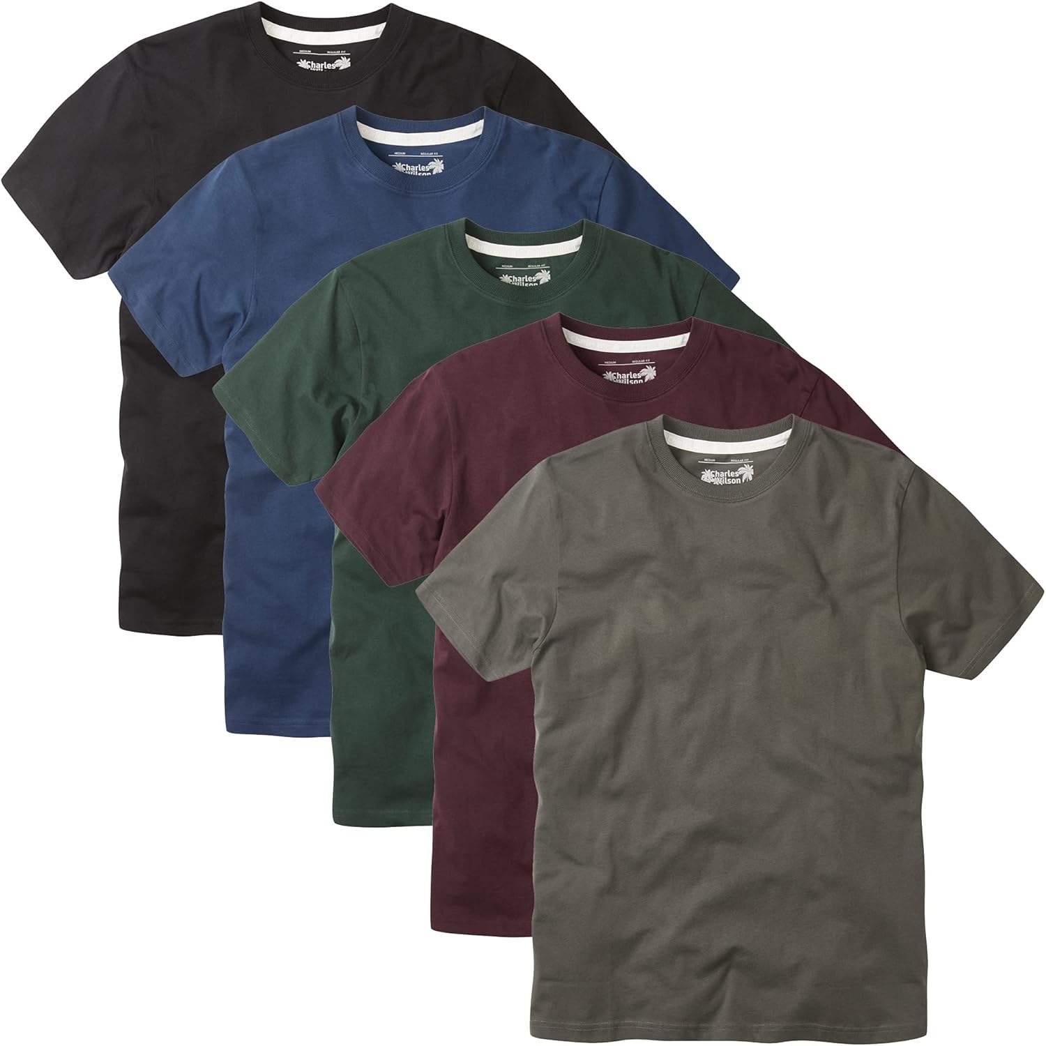 Charles Wilson Pack de 5 T-Shirts Unis à Col Rond S Dark Essentials Type 41