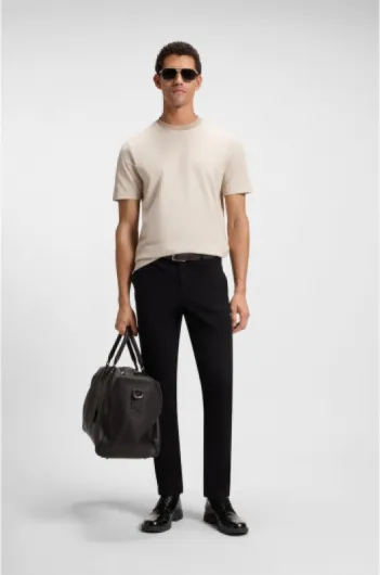 BOSS Hommes H-Thompson 432 T-Shirt en Coton mercerisé à Micro Motif L Beige Clair275