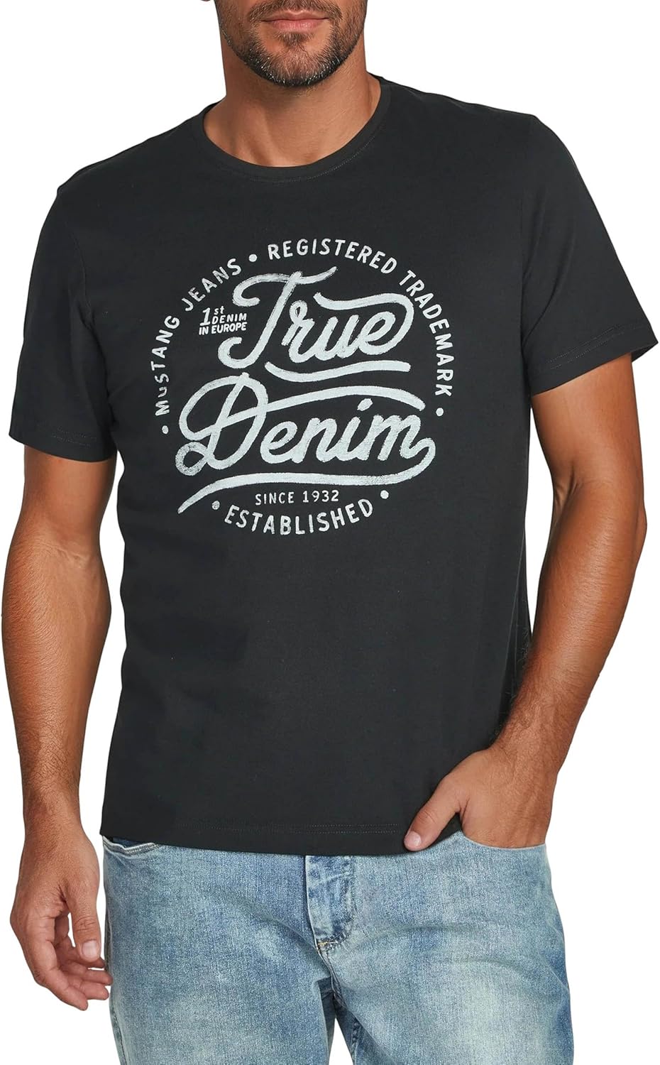 Lot de 4 t-Shirts pour Homme avec imprimé sur Le Devant et col Rond – Mélange de Couleurs Bleu et Noir - Multicolore - Small - Mélange de Couleurs (P1) XXL Mélange de Couleurs (P25)