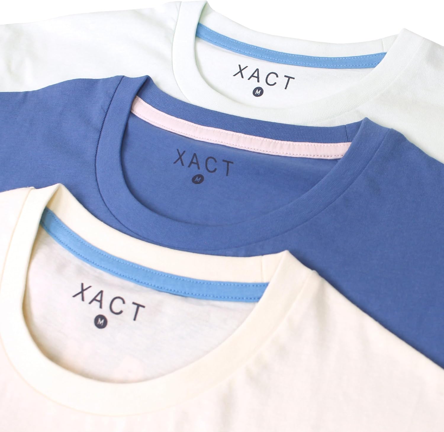 Xact T Shirt Homme Lot de 3 – 100% Coton, Manches Courtes, Col Rond, Coupe Classique, T-Shirts Homme Été Respirants XXL Lot de 3 - Surf - Menthe/Bleu Néerlandais/Mrshml
