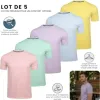 Test Xact T-Shirts Unis Coton (lot de 5 Pastel Sunshine) : les basiques pas chers qui font le job