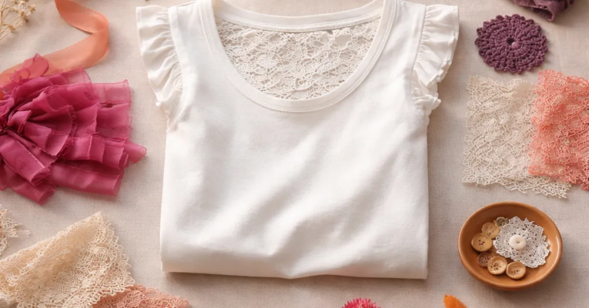 Tendance boheme printemps 2026 : quand la dentelle et les volants s'invitent sur le t-shirt blanc