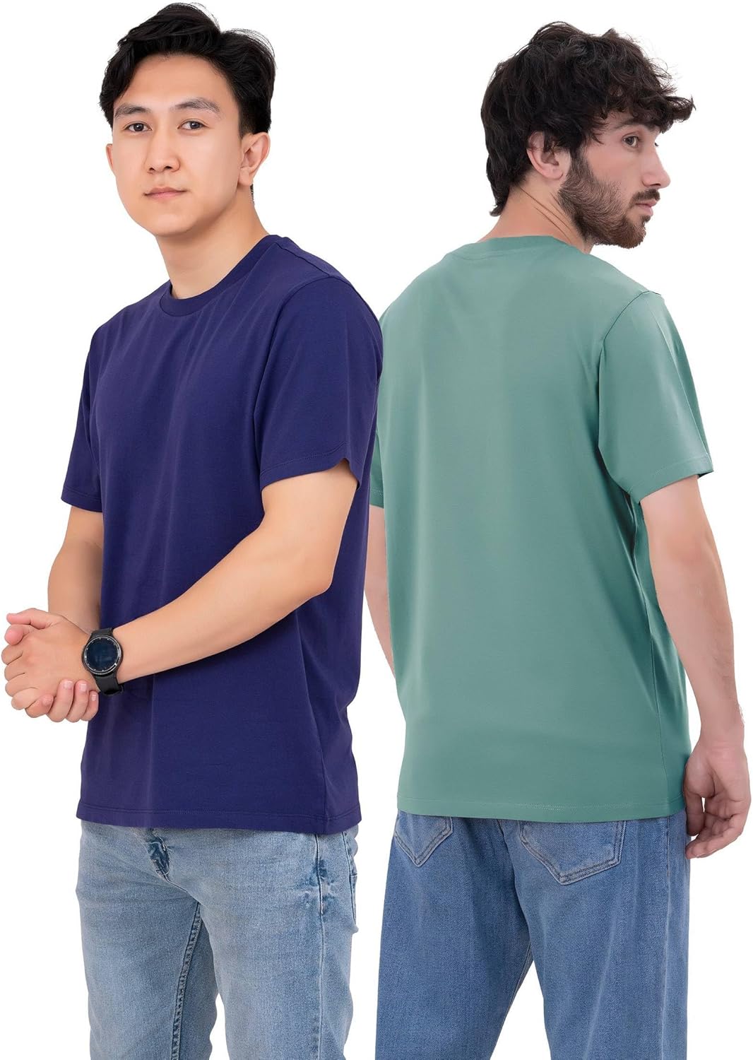 Lot de 6 T-Shirts Homme en Coton -100% Coton T-Shirts de Homme - Col Rond Multipack L Pack6 [Dark Collection]