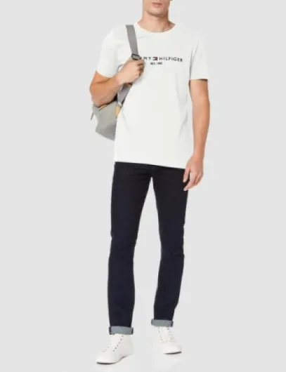 T-Shirt Manches Courtes Homme Core Tommy Logo Col Ras-du-Cou L White (Snow White)