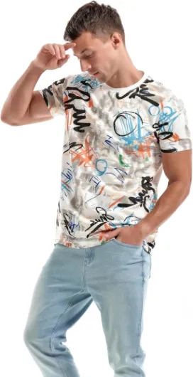 RONOMO t - Shirt Homme, Graffiti, Tartan, Gravure, imprimé XL Ty Blanc