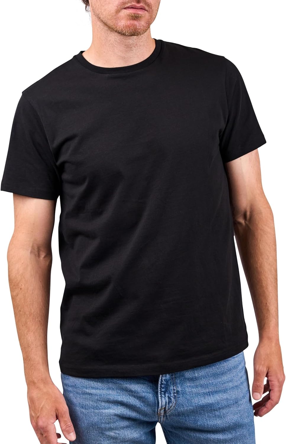Lot de 4 T-Shirts Homme 100% Coton – Tailles M à 3XL, Couleurs Blanc, Noir, Gris, Bleu Marine, Multicolore XXL Noir