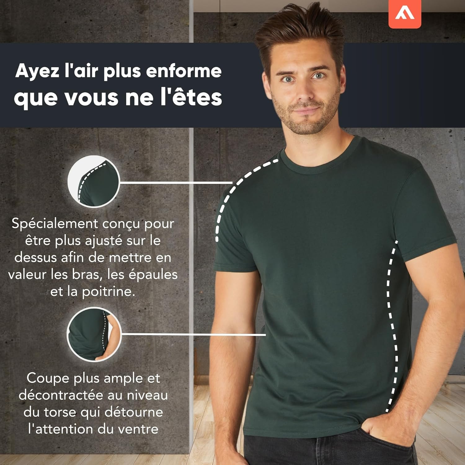 Lot de 3/5 t-Shirts pour Hommes - T-Shirts de qualité supérieure avec Design légèrement ajusté L Noir, Bourgogne, Vert, Marine, Anthracite (5 Unités)