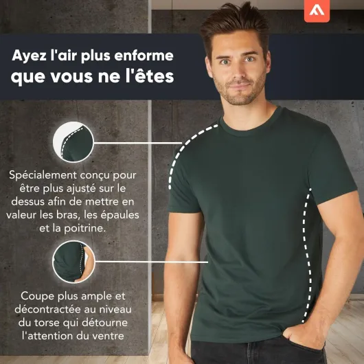 Lot de 3/5 t-Shirts pour Hommes - T-Shirts de qualité supérieure avec Design légèrement ajusté L Noir, Bourgogne, Vert, Marine, Anthracite (5 Unités)