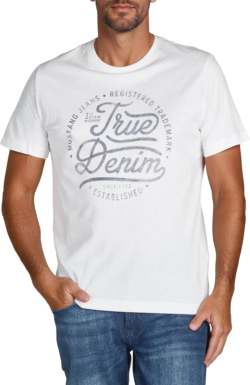 Lot de 4 t-Shirts pour Homme avec imprimé sur Le Devant et col Rond – Mélange de Couleurs Bleu et Noir - Multicolore - Small - Mélange de Couleurs (P1) M Mélange de Couleurs (P10).
