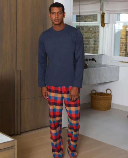 Men's Luxury 100% Soft Cotton PJ Pyjama Set S Carreaux Multicolores