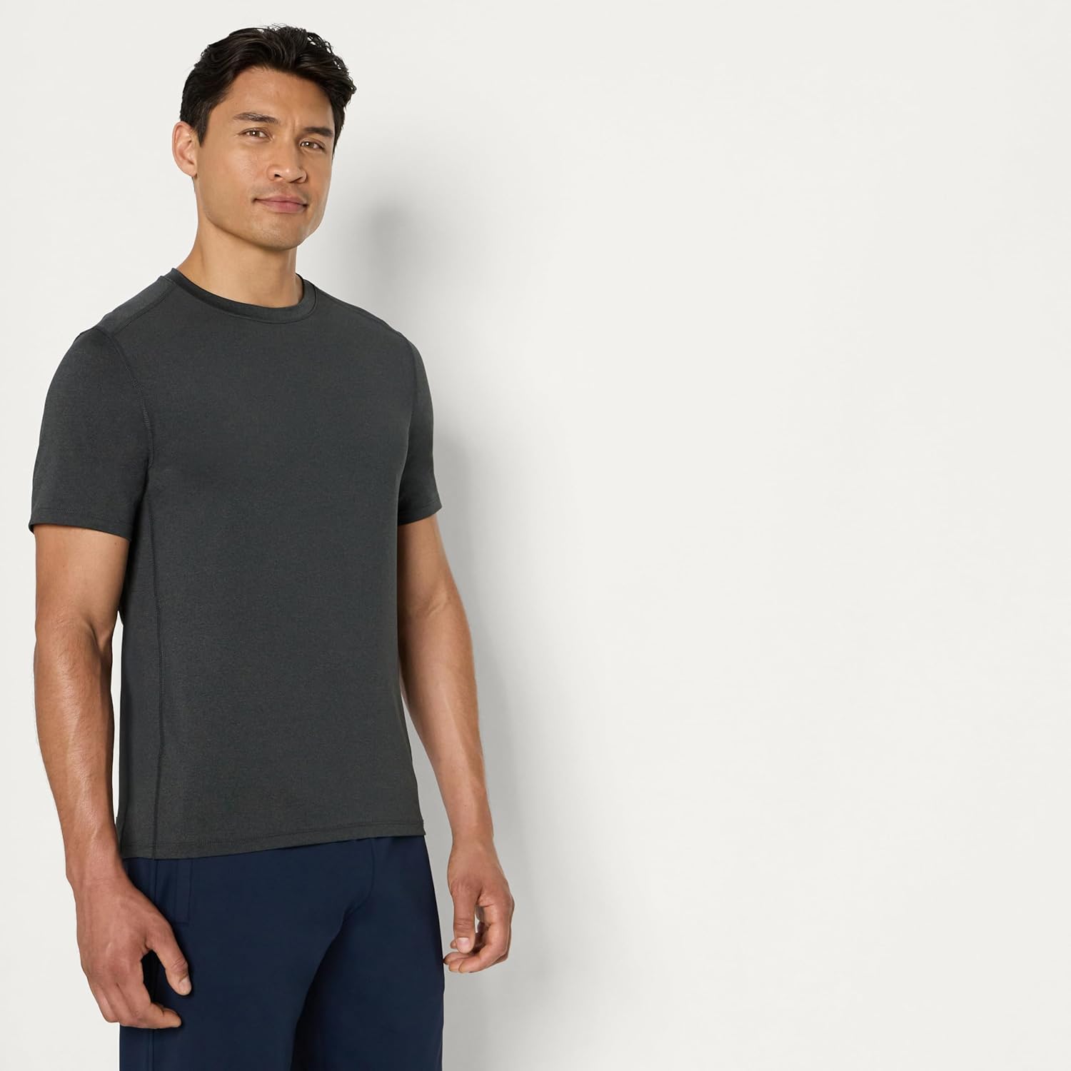 T-shirt Léger à Manches Courtes, Tissu Technique et Extensible qui Évacue l’Humidité et Sèche Rapidement Homme, Packs Multiples 2 Bleu Marine/Gris Graphite Chiné L