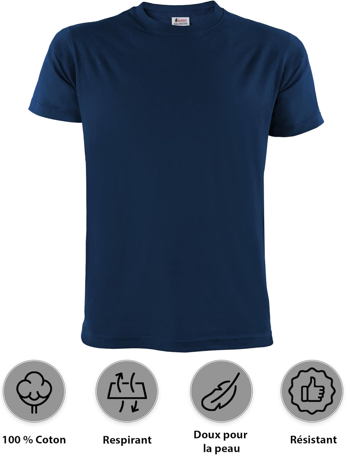 T-Shirts Hommes Lot de 5 Col Rond 100% Coton Manches Courtes Unis Basique Mens Tee Shirt S M L XL XXL 3XL 4XL 5XL XXL Fire