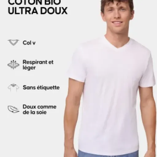 Test DANISH ENDURANCE T-Shirts coton bio col V : des sous‑tees très doux mais un peu capricieux à l’entretien